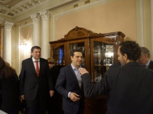 Встреча Премьер-Министра Греции Алексиса Ципраса с активистами греческих обществ во главе с Председателем Федерации греческих обществ Украины Александрой Ивановной Проценко-Пичаджи